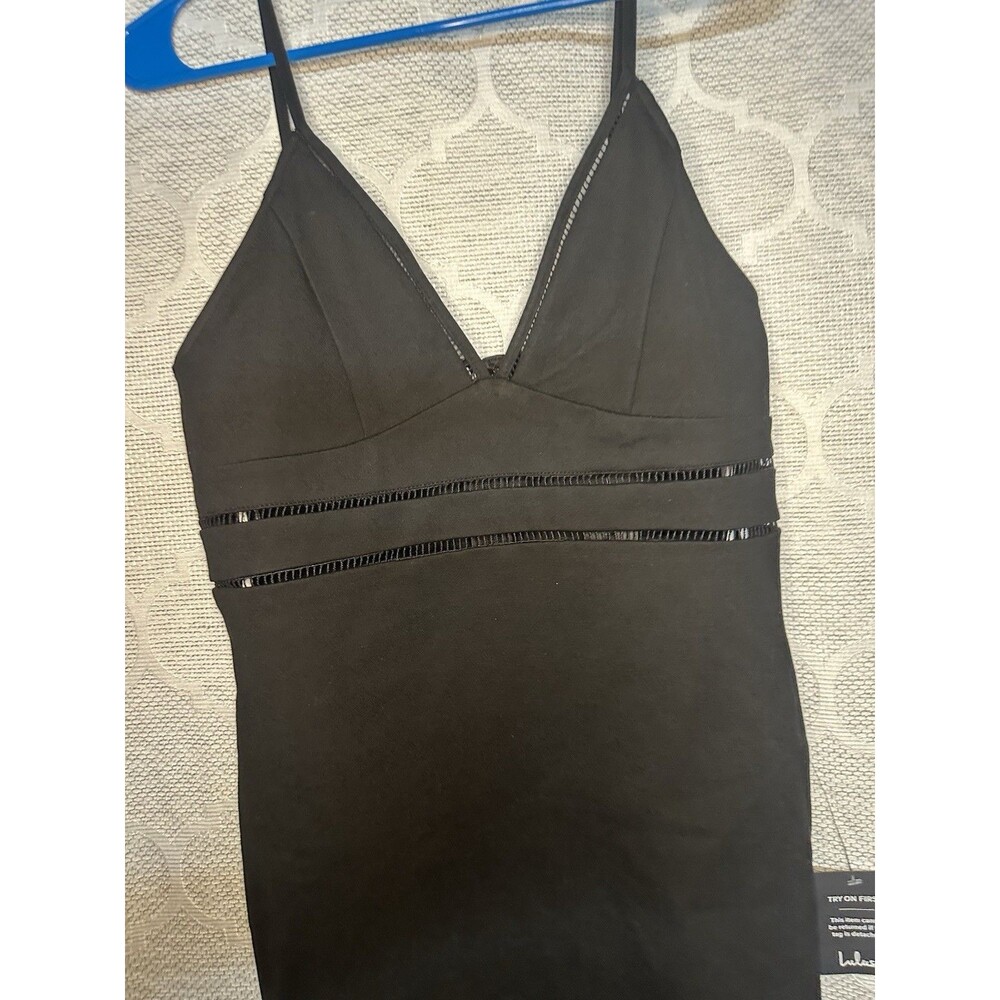 Lulus Black V Neck Camisole Bodycon Cami Cocktail Mini Dress NWT Medium M